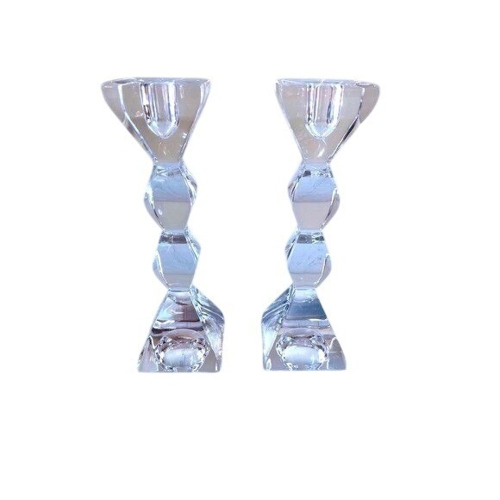 Vintage Lenox Ovations Crystal Candlestick Holders Art Deco Taper Germany 7.5"